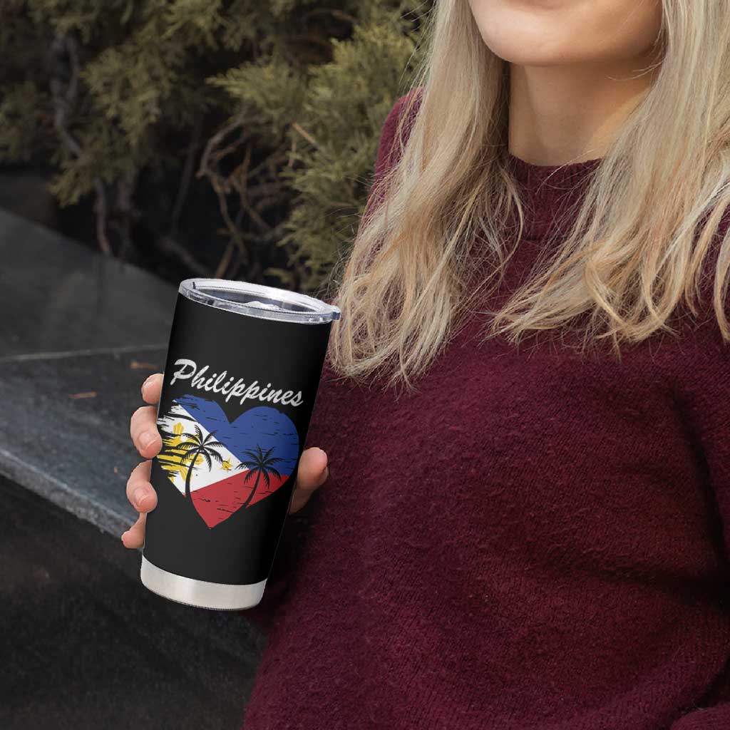 Filipino Pride Tumbler Cup Pinoy Vintage Philippines Flag Heart - Wonder Print Shop