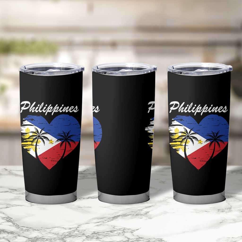 Filipino Pride Tumbler Cup Pinoy Vintage Philippines Flag Heart - Wonder Print Shop
