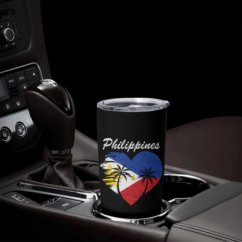 Filipino Pride Tumbler Cup Pinoy Vintage Philippines Flag Heart - Wonder Print Shop