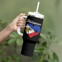 Filipino Pride Tumbler With Handle Pinoy Vintage Philippines Flag Heart - Wonder Print Shop
