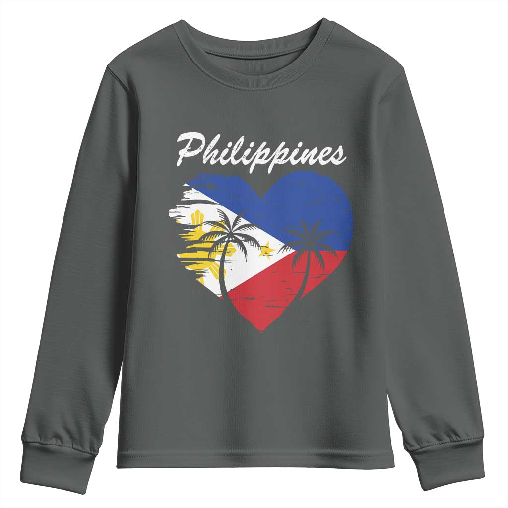 Filipino Pride Youth Sweatshirt Pinoy Vintage Philippines Flag Heart - Wonder Print Shop