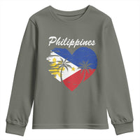 Filipino Pride Youth Sweatshirt Pinoy Vintage Philippines Flag Heart - Wonder Print Shop