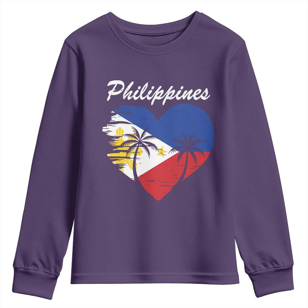 Filipino Pride Youth Sweatshirt Pinoy Vintage Philippines Flag Heart - Wonder Print Shop