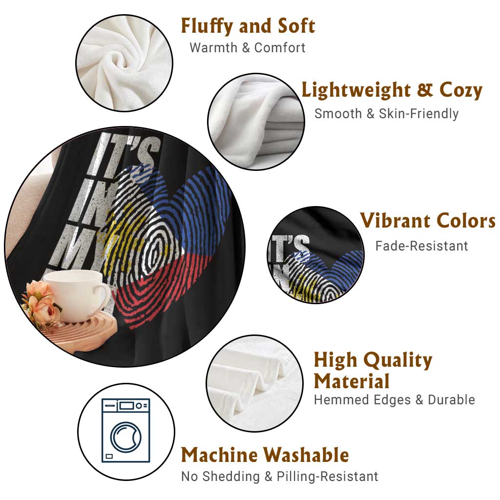 Filipino Pride Throw Blanket Its In My DNA Patriotic Philippines Flag - Wonder Print Shop