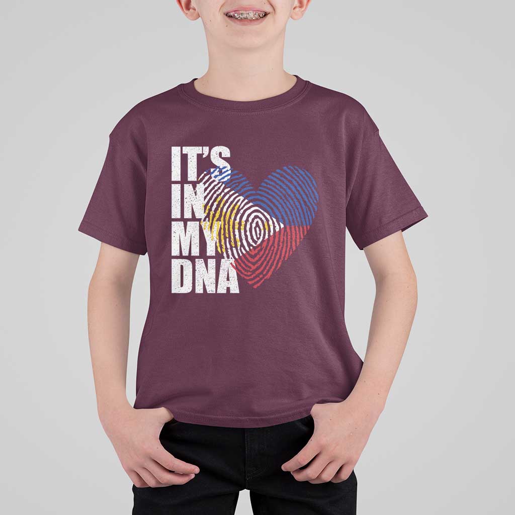 Filipino Pride T Shirt For Kid Its In My DNA Patriotic Philippines Flag - Wonder Print Shop