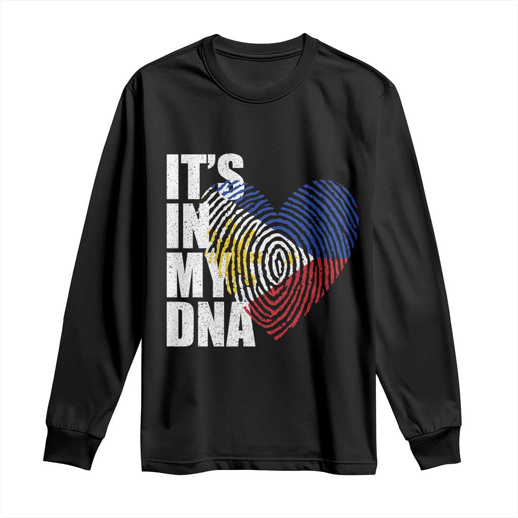 Filipino Pride Long Sleeve Shirt Its In My DNA Patriotic Philippines Flag - Wonder Print Shop