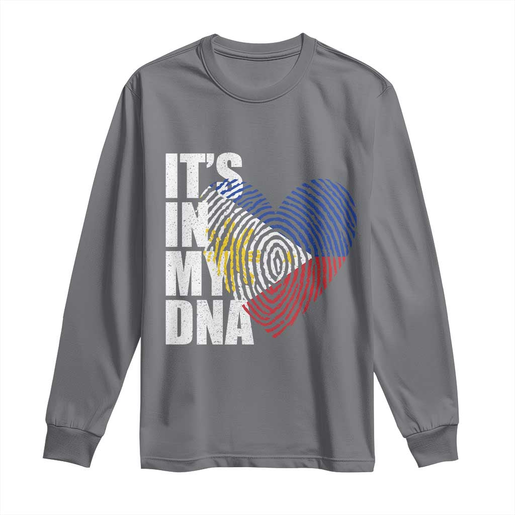 Filipino Pride Long Sleeve Shirt Its In My DNA Patriotic Philippines Flag - Wonder Print Shop