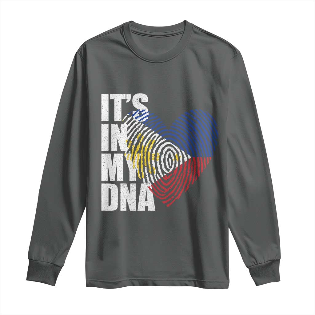 Filipino Pride Long Sleeve Shirt Its In My DNA Patriotic Philippines Flag - Wonder Print Shop