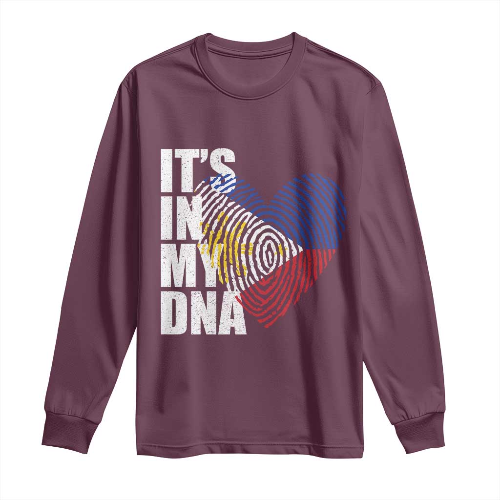Filipino Pride Long Sleeve Shirt Its In My DNA Patriotic Philippines Flag - Wonder Print Shop
