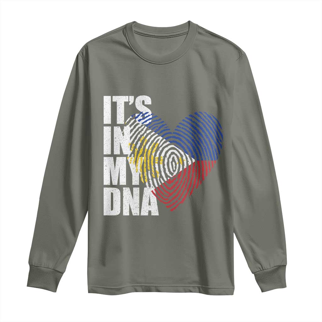Filipino Pride Long Sleeve Shirt Its In My DNA Patriotic Philippines Flag - Wonder Print Shop