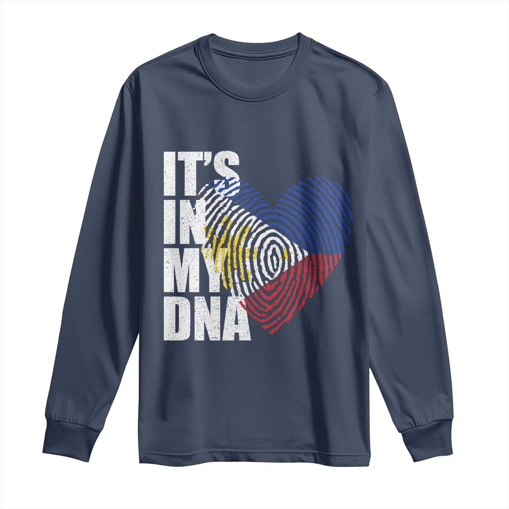 Filipino Pride Long Sleeve Shirt Its In My DNA Patriotic Philippines Flag - Wonder Print Shop