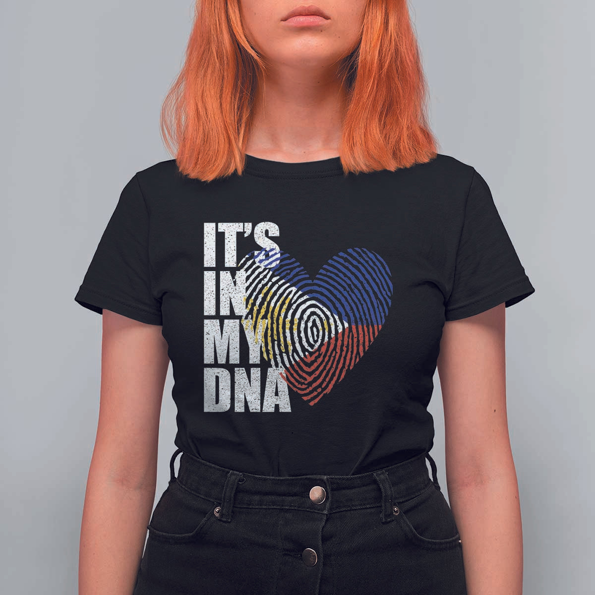 Filipino Pride T Shirt For Women Its In My DNA Patriotic Philippines Flag - Wonder Print Shop