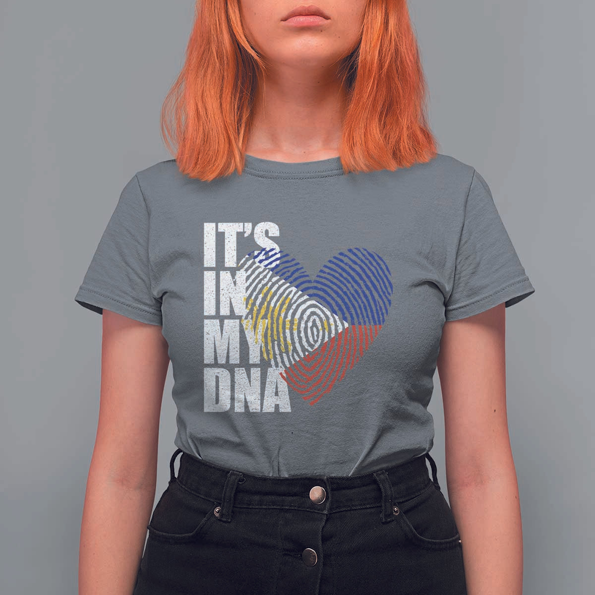 Filipino Pride T Shirt For Women Its In My DNA Patriotic Philippines Flag - Wonder Print Shop