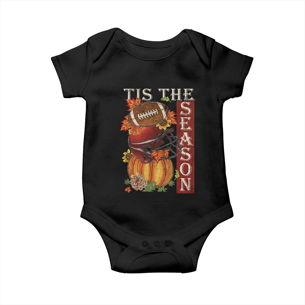 Thanksgiving Tis The Season Baby Onesie American Football Pumpkin Fall Season - Wonder Print Shop