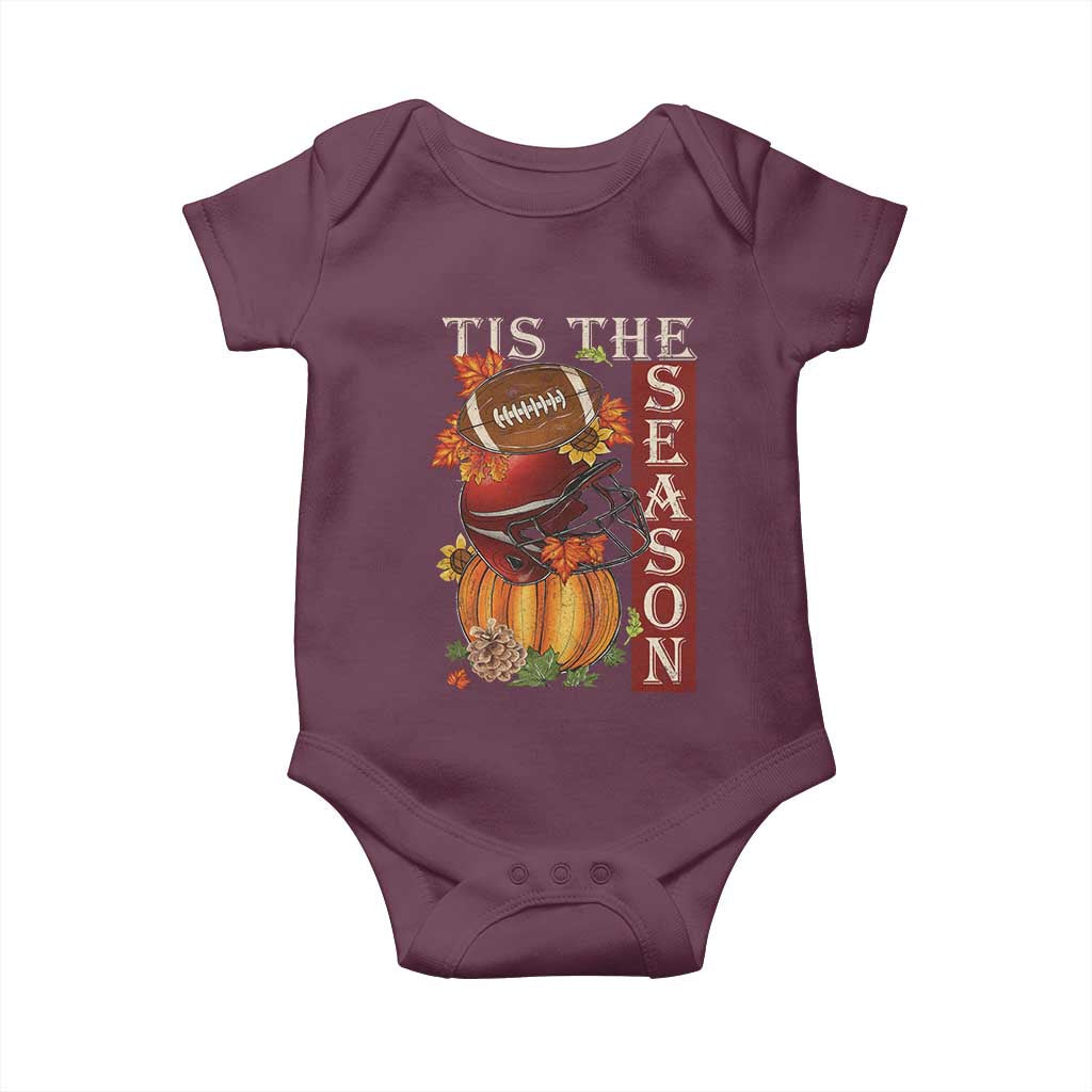Thanksgiving Tis The Season Baby Onesie American Football Pumpkin Fall Season - Wonder Print Shop