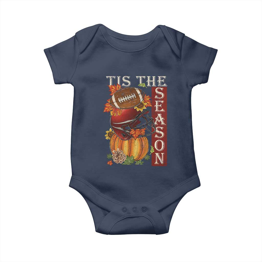 Thanksgiving Tis The Season Baby Onesie American Football Pumpkin Fall Season - Wonder Print Shop