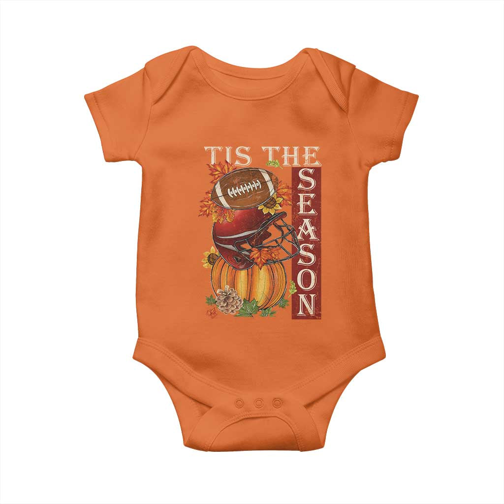 Thanksgiving Tis The Season Baby Onesie American Football Pumpkin Fall Season - Wonder Print Shop