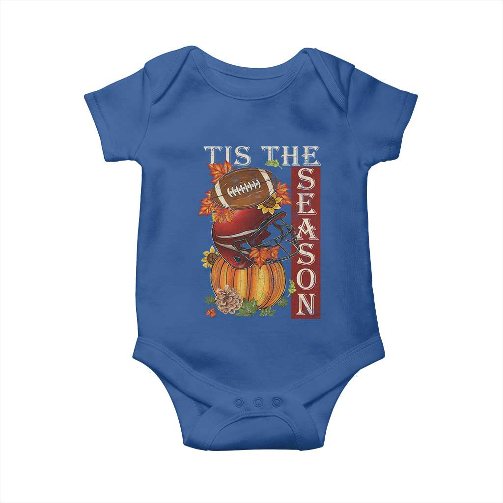 Thanksgiving Tis The Season Baby Onesie American Football Pumpkin Fall Season - Wonder Print Shop