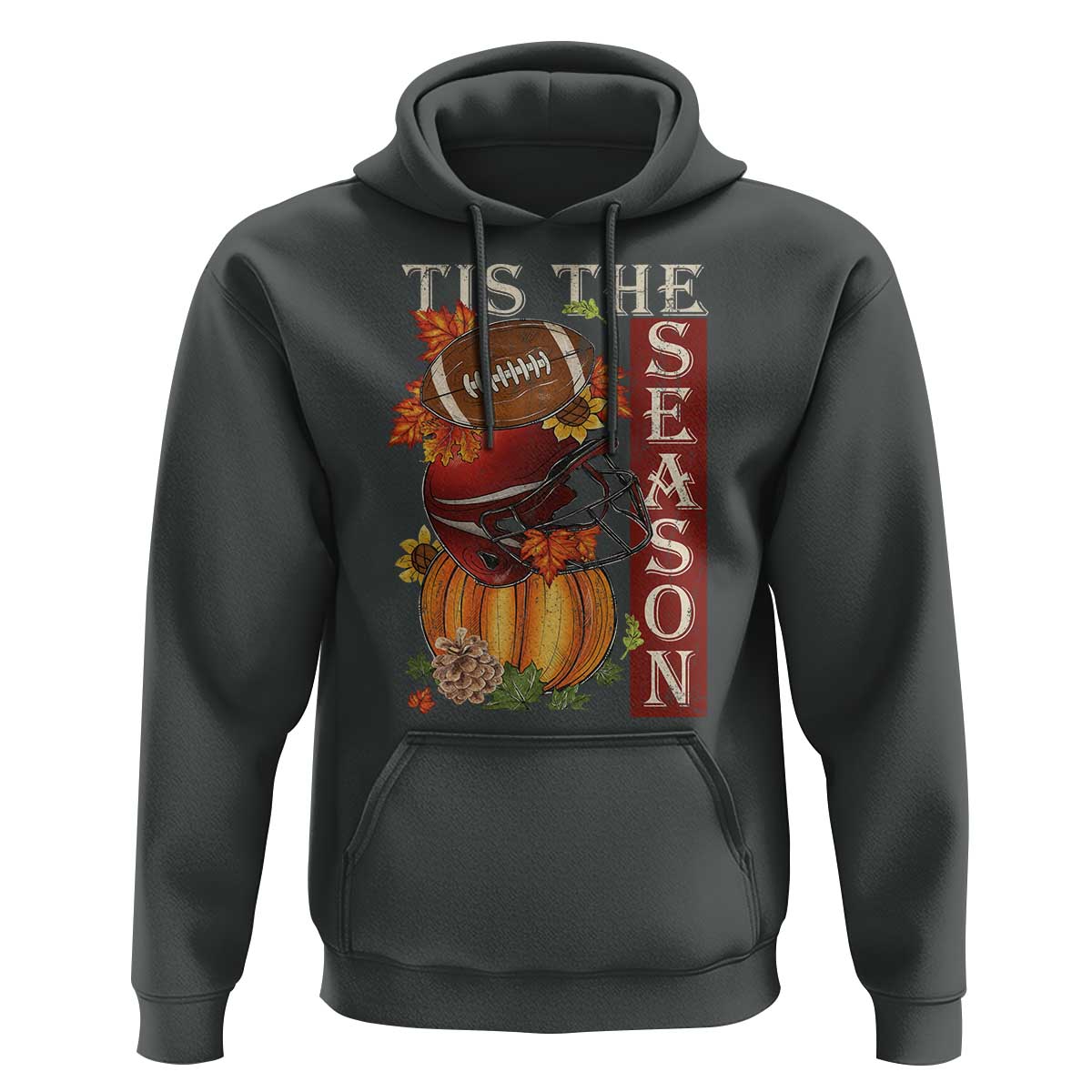 Thanksgiving Tis The Season Hoodie American Football Pumpkin Fall Season - Wonder Print Shop