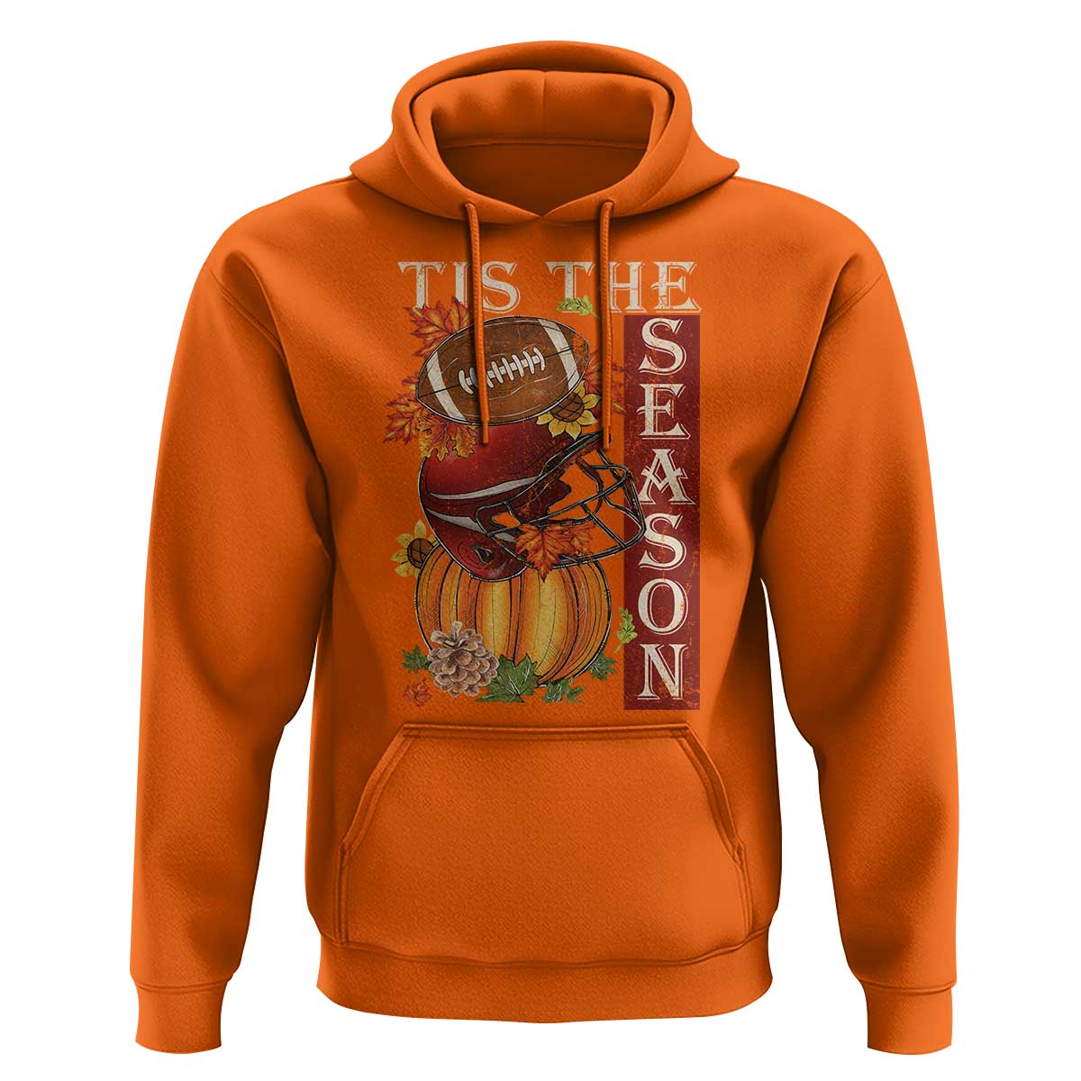 Thanksgiving Tis The Season Hoodie American Football Pumpkin Fall Season - Wonder Print Shop