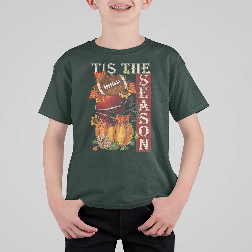 Thanksgiving Tis The Season T Shirt For Kid American Football Pumpkin Fall Season - Wonder Print Shop