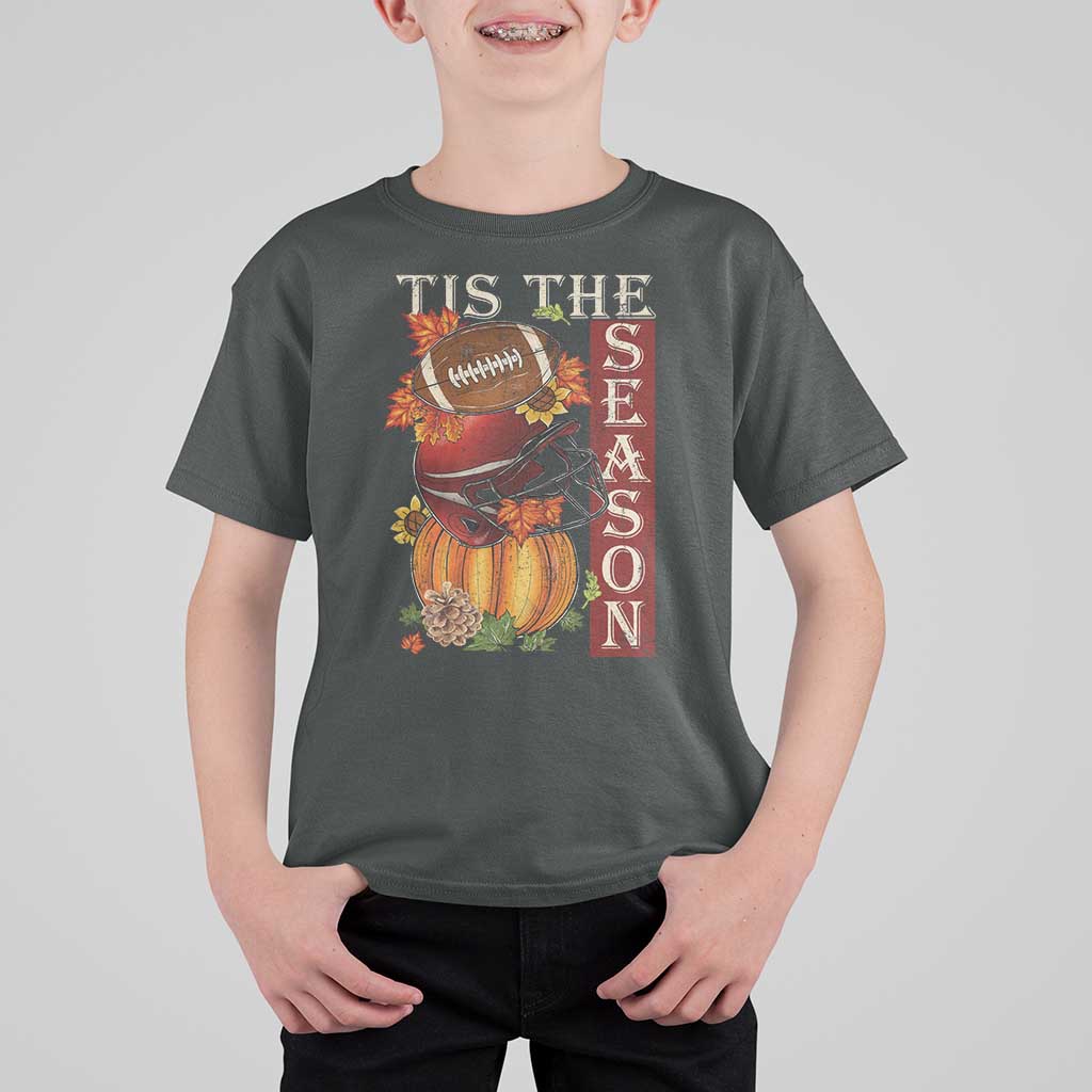 Thanksgiving Tis The Season T Shirt For Kid American Football Pumpkin Fall Season - Wonder Print Shop