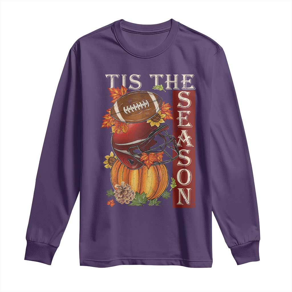 Thanksgiving Tis The Season Long Sleeve Shirt American Football Pumpkin Fall Season - Wonder Print Shop