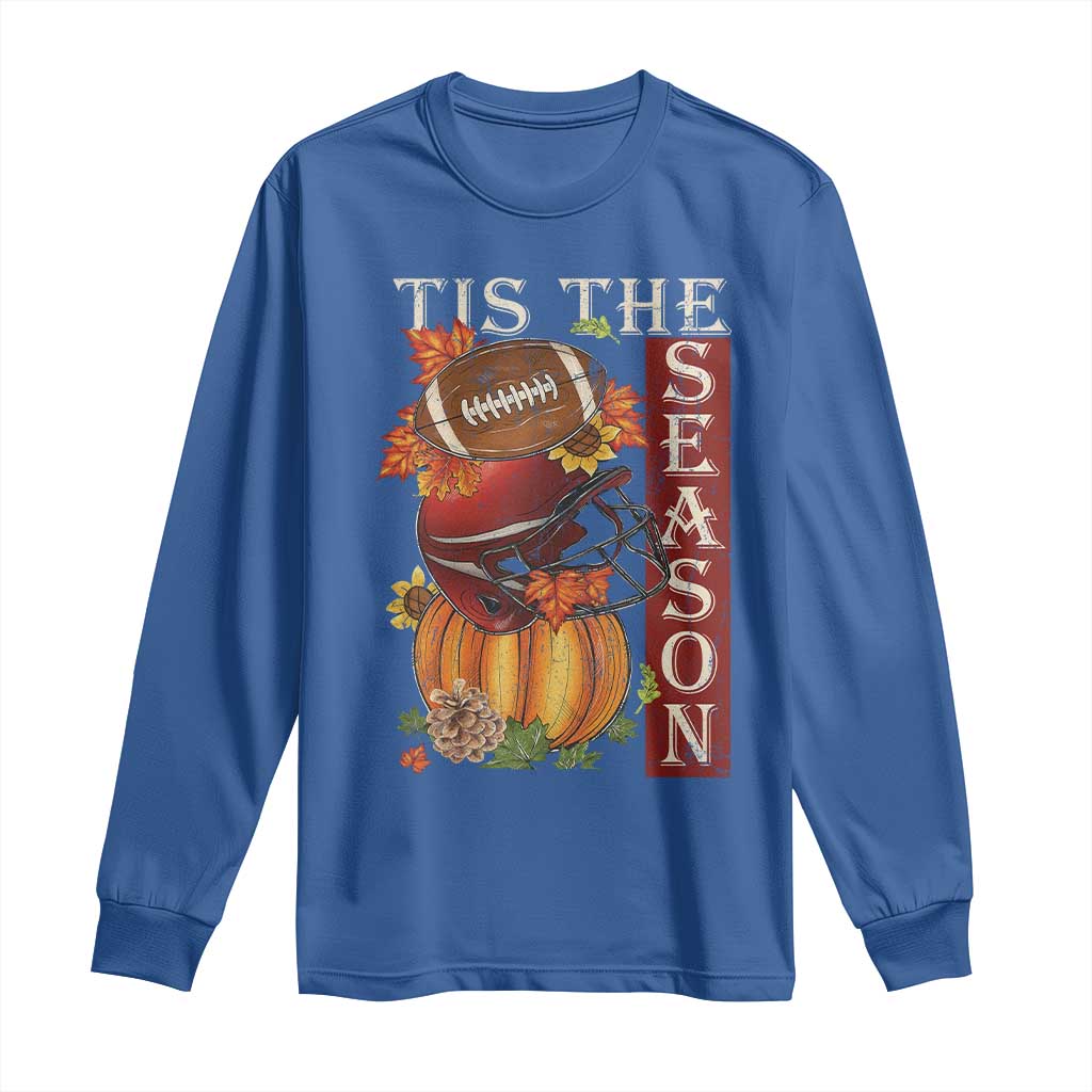 Thanksgiving Tis The Season Long Sleeve Shirt American Football Pumpkin Fall Season - Wonder Print Shop