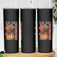 Thanksgiving Tis The Season Skinny Tumbler American Football Pumpkin Fall Season - Wonder Print Shop