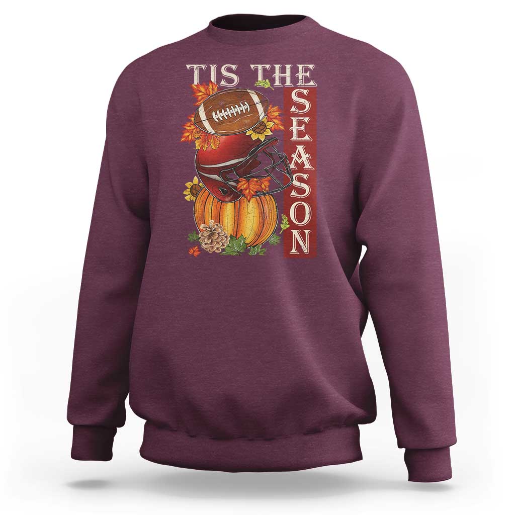 Thanksgiving Tis The Season Sweatshirt American Football Pumpkin Fall Season - Wonder Print Shop