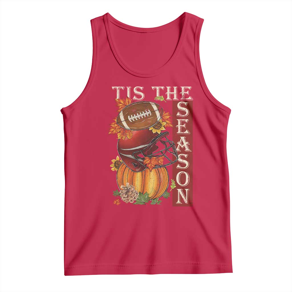 Thanksgiving Tis The Season Tank Top American Football Pumpkin Fall Season - Wonder Print Shop
