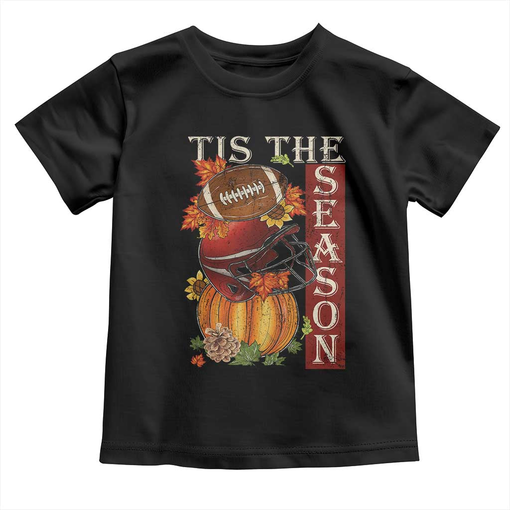 Thanksgiving Tis The Season Toddler T Shirt American Football Pumpkin Fall Season - Wonder Print Shop