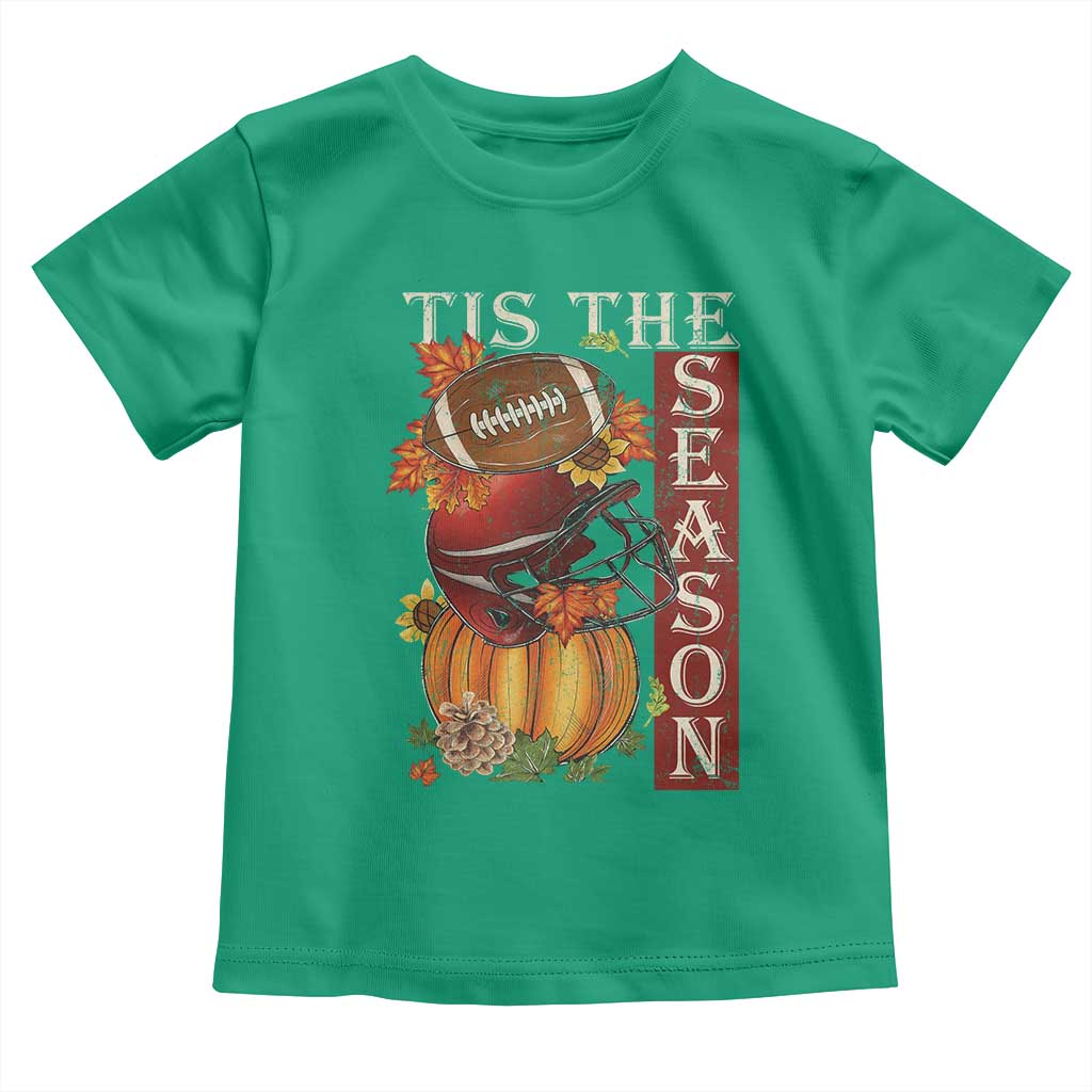 Thanksgiving Tis The Season Toddler T Shirt American Football Pumpkin Fall Season - Wonder Print Shop