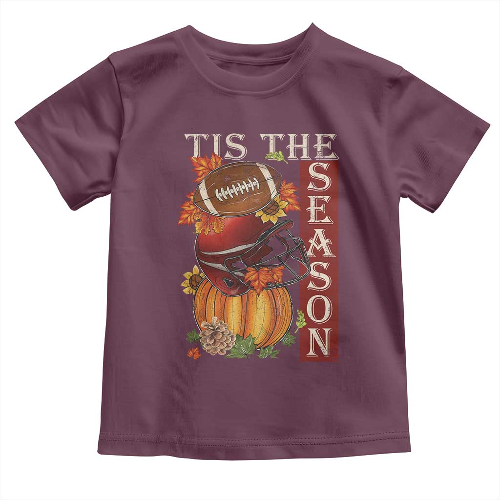 Thanksgiving Tis The Season Toddler T Shirt American Football Pumpkin Fall Season - Wonder Print Shop