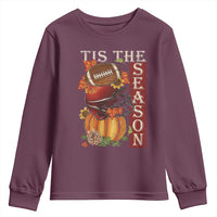 Thanksgiving Tis The Season Youth Sweatshirt American Football Pumpkin Fall Season - Wonder Print Shop