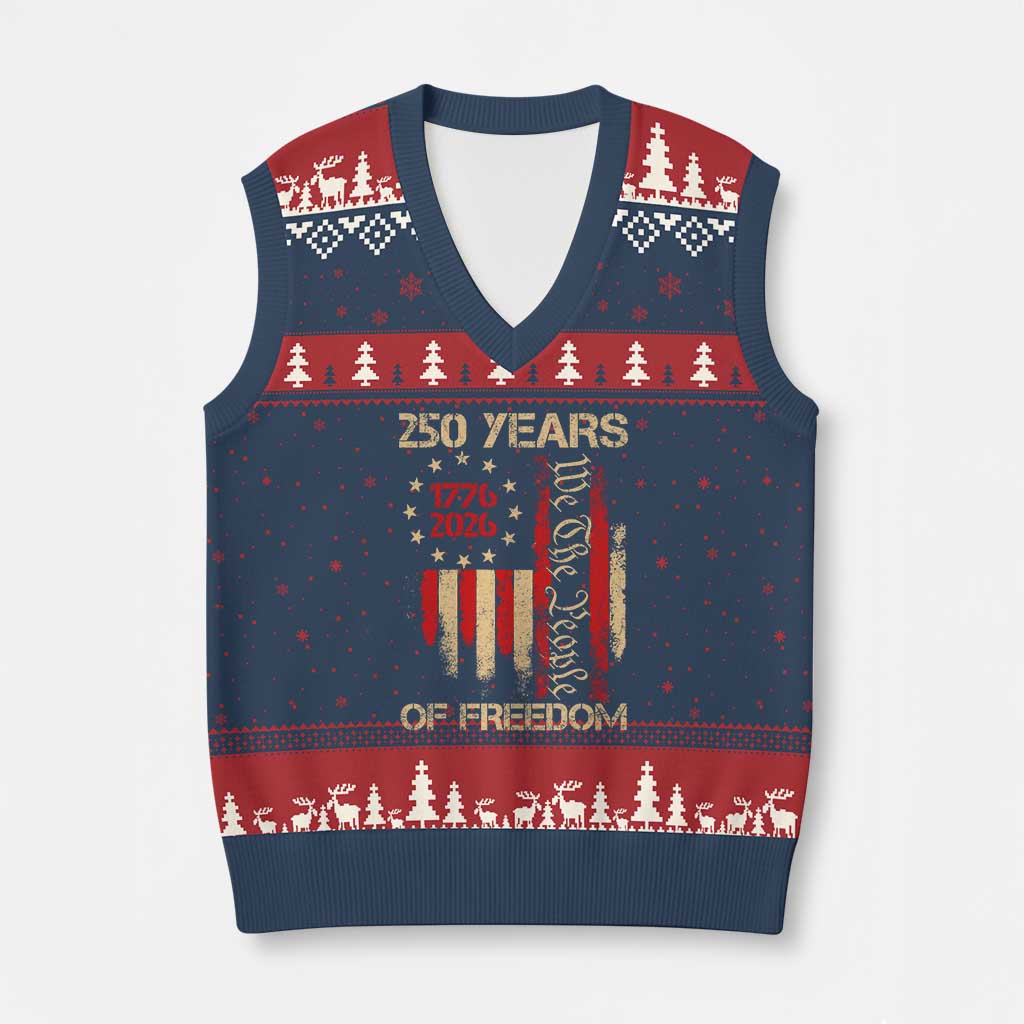 250 Years Of Freedom V-Neck Knit Sweater Vest 250th America Anniversary Independence Day