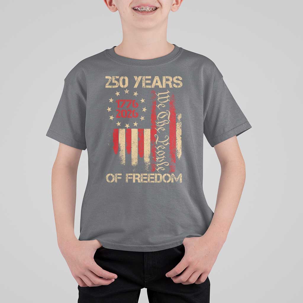 250 Years Of Freedom T Shirt For Kid 250th America Anniversary Independence Day