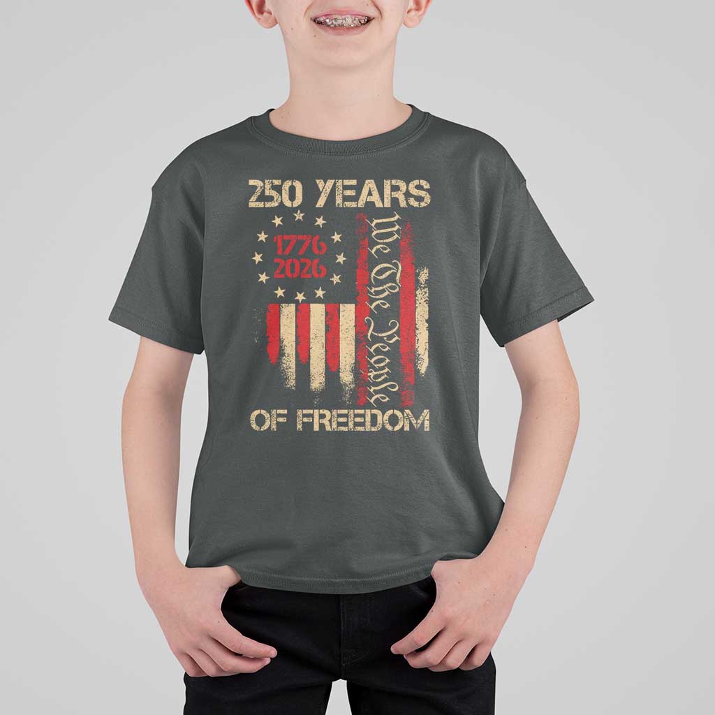250 Years Of Freedom T Shirt For Kid 250th America Anniversary Independence Day
