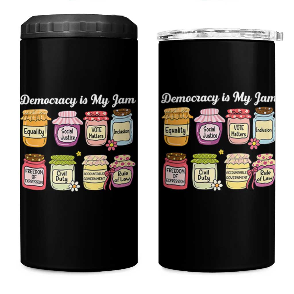 Democracy Is My Jam 4 in 1 Can Cooler Tumbler Social Justice Protest Resist - Wonder Print Shop