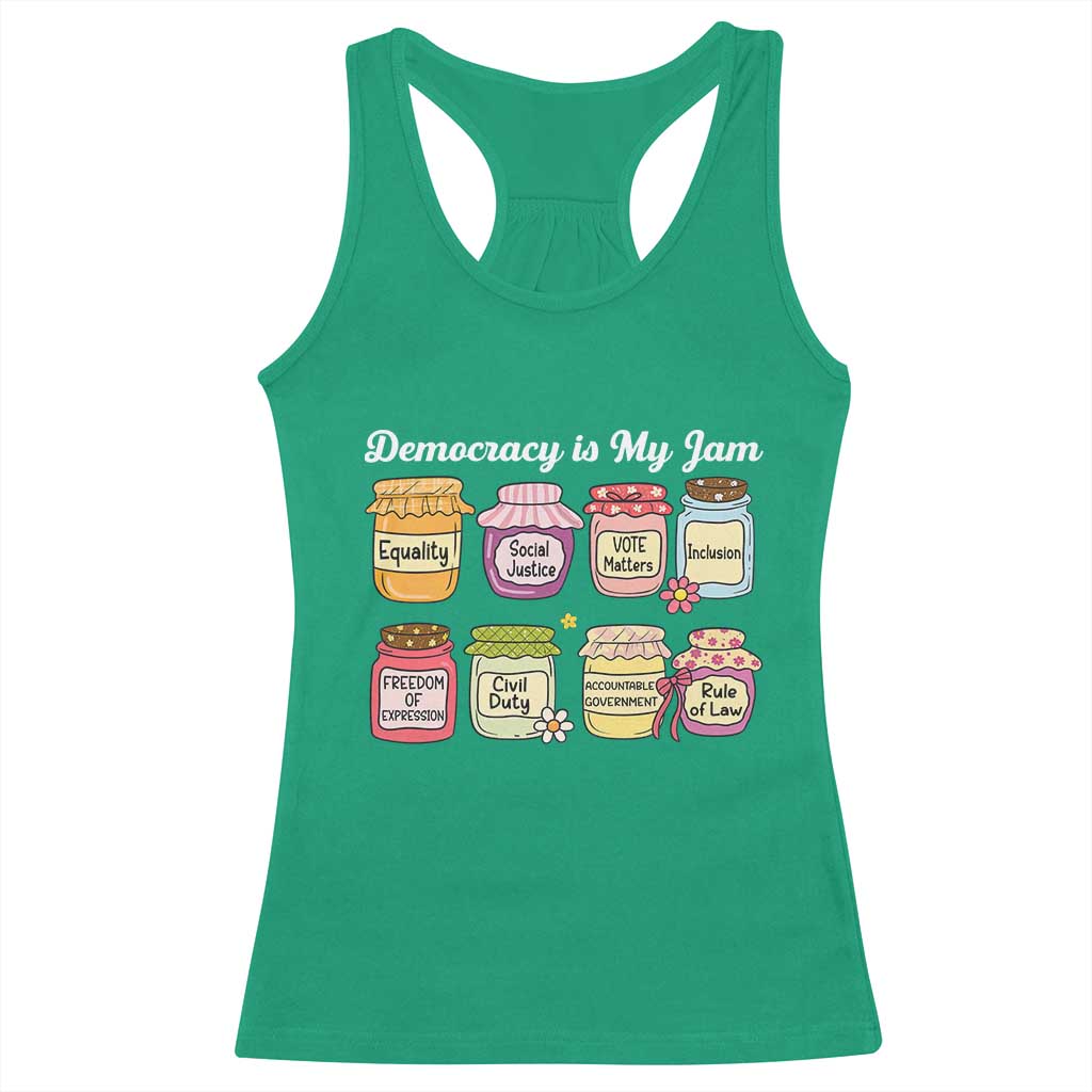 Democracy Is My Jam Racerback Tank Top Social Justice Protest Resist - Wonder Print Shop