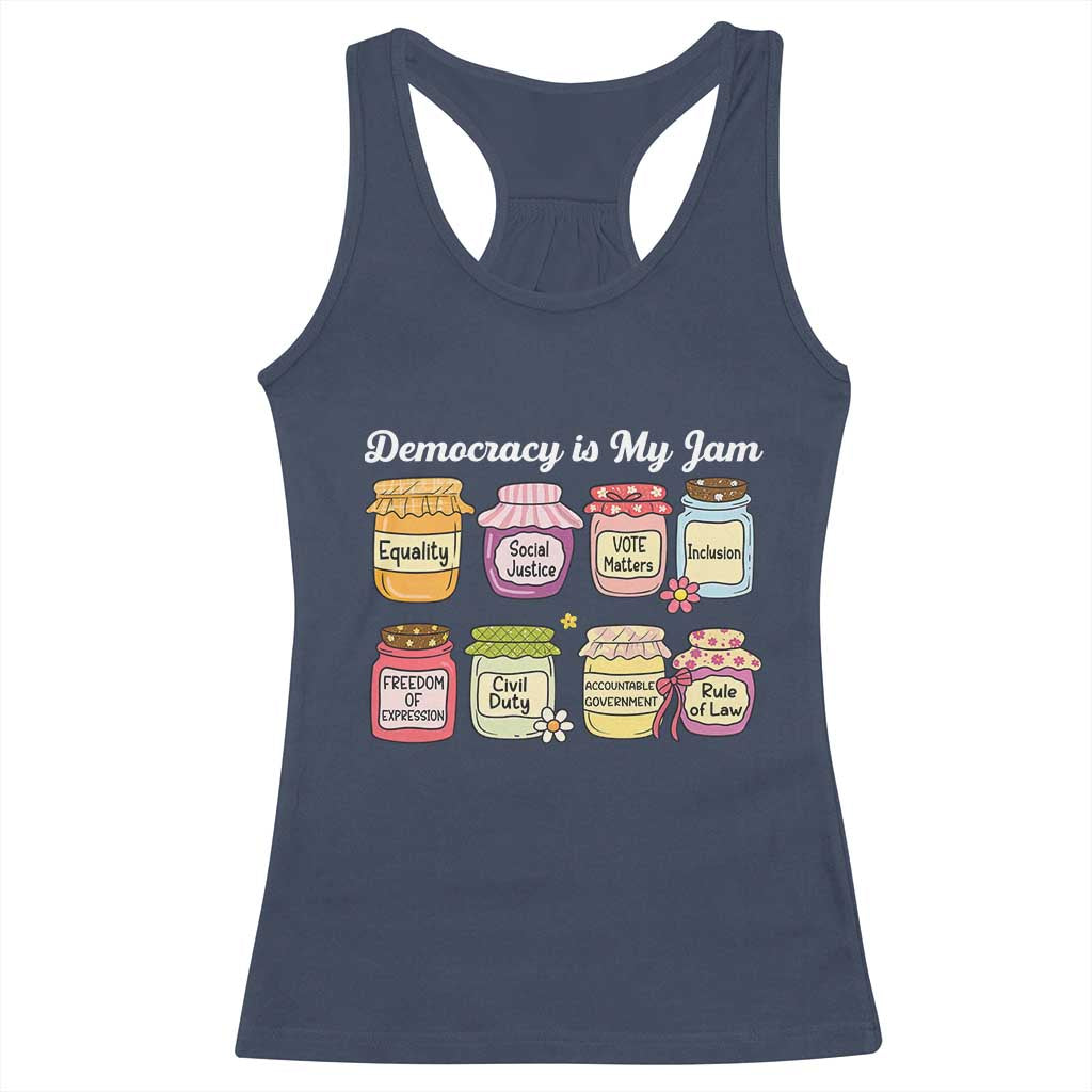 Democracy Is My Jam Racerback Tank Top Social Justice Protest Resist - Wonder Print Shop