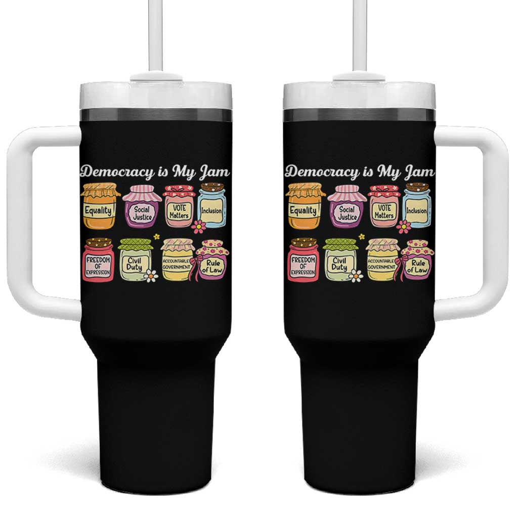 Democracy Is My Jam Tumbler With Handle Social Justice Protest Resist - Wonder Print Shop