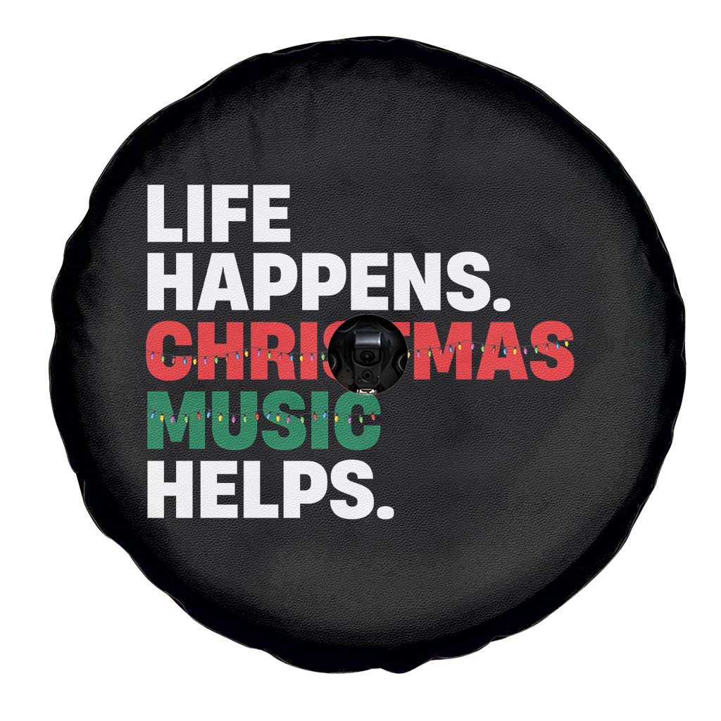 Funny Life Happens Christmas Music Helps Spare Tire Cover Xmas Songs Holiday Season - Wonder Print Shop