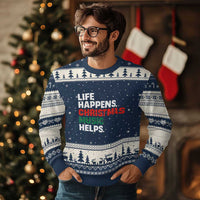 Funny Life Happens Xmas Music Helps Ugly Christmas Sweater Xmas Songs Holiday Season - Wonder Print Shop