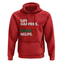 Funny Life Happens Christmas Music Helps Hoodie Xmas Songs Holiday Season - Wonder Print Shop