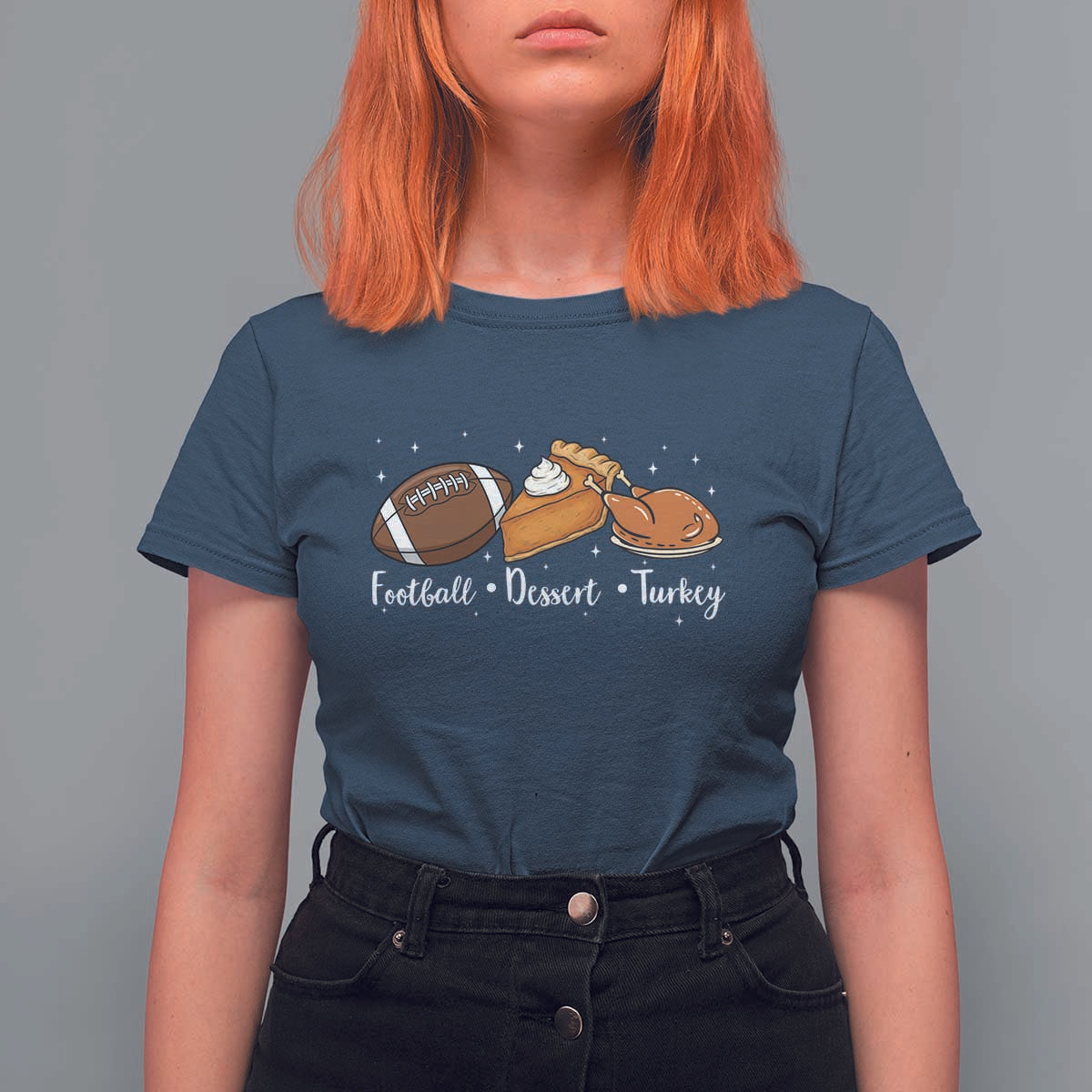 Funny Political Fall Season T Shirt For Women Football Dessert Turkey Thanksgiving - Wonder Print Shop
