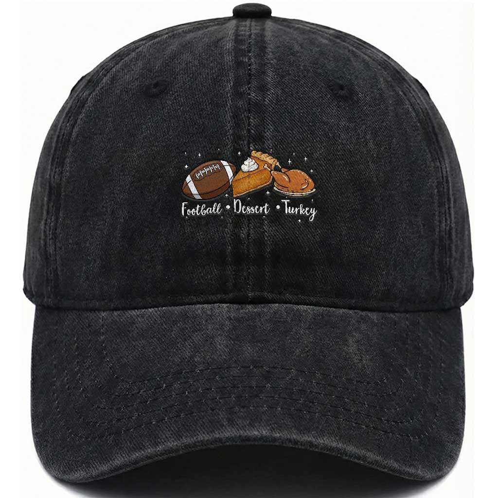 Funny Political Fall Season Washed Cotton Baseball Cap Football Dessert Turkey Thanksgiving