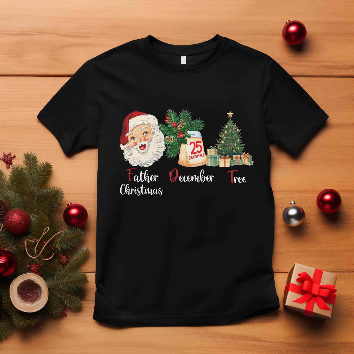 Funny Political Christmas T Shirt Father Christmas December Tree - Wonder Print Shop