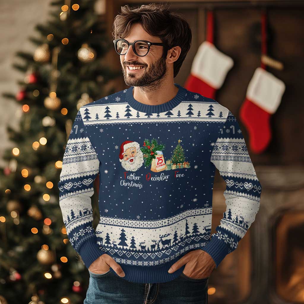 Funny Political Christmas Ugly Christmas Sweater Father Christmas December Tree - Wonder Print Shop