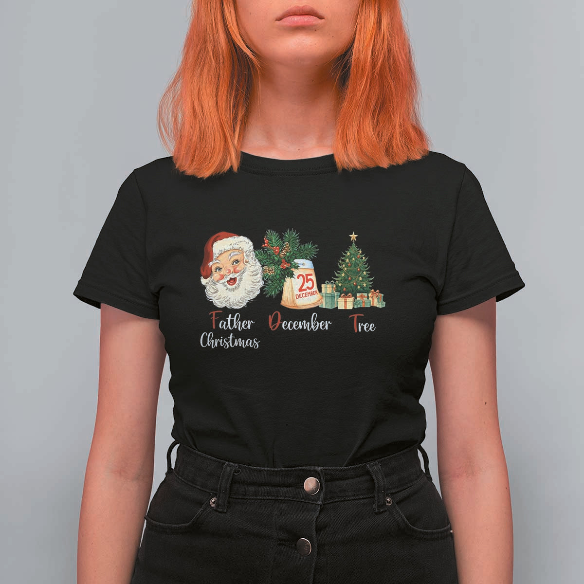 Funny Political Christmas T Shirt For Women Father Christmas December Tree - Wonder Print Shop